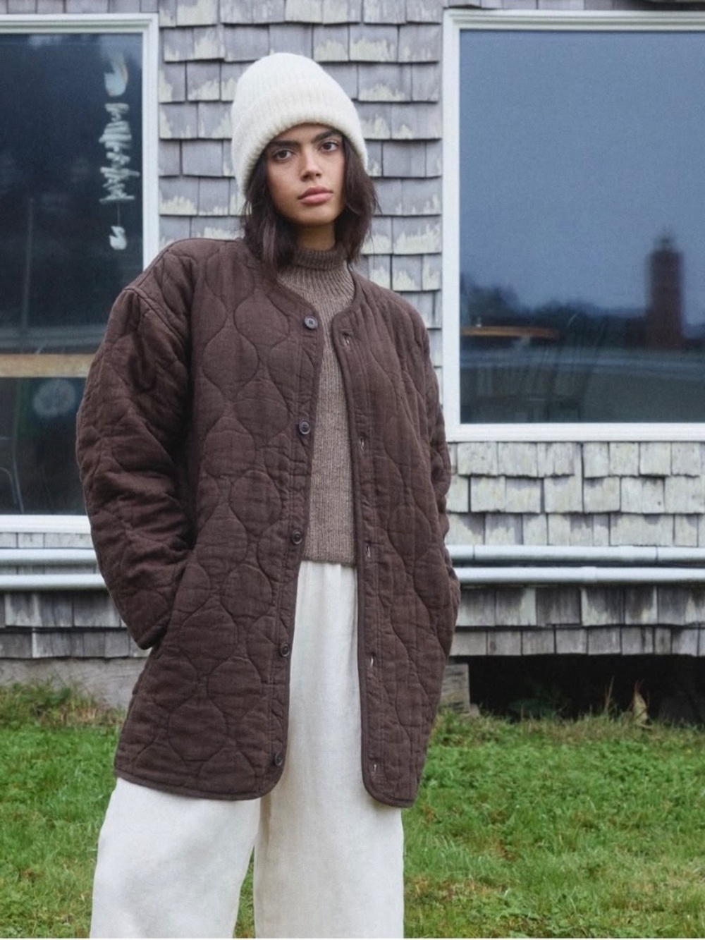 First Rite Quilted Coat Walnut Size XS - Picture 3 of 8